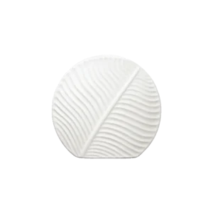 Modern Leaf Design 18cm White Ceramic Vase