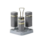 Momaz 4Pcs Gold & Grey Granite Spice Jars Set with Stand