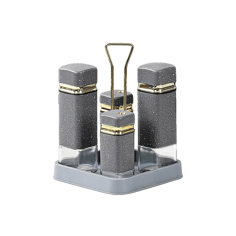 Momaz-4Pcs-Gold-&-Grey-Granite-Spice-Jars-Set-with-Stand