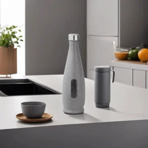 Momaz Glass Granite Grey Bottle with Stainless Lid1