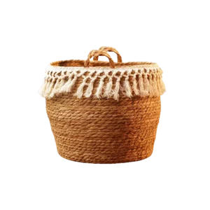 Round 20x23cm Plants Straw Basket with Lid