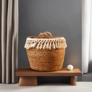 Round 20x23cm Plants Straw Basket with Lid2