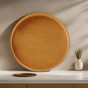 Wooden 30cm Round Bamboo Tray1