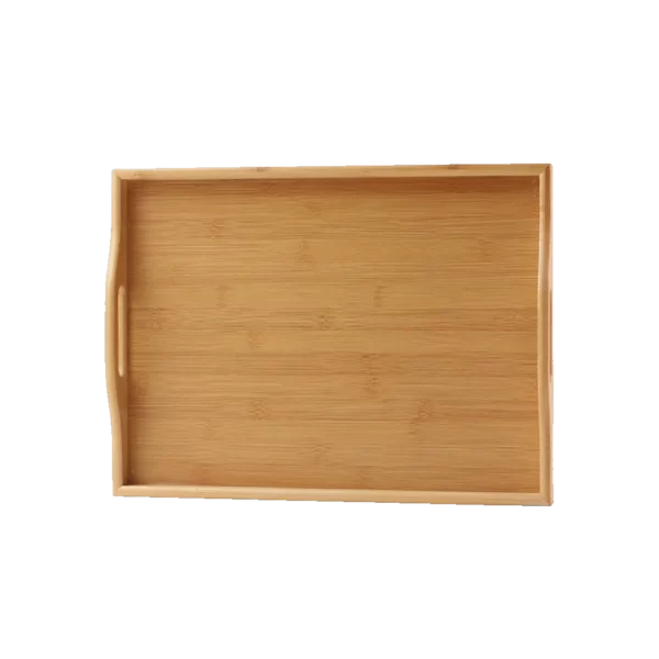 Wooden 37cm Rectangular Bamboo Tray With Handles