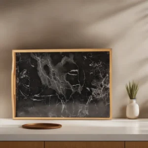 Wooden 38cm Marble Bamboo Tray1