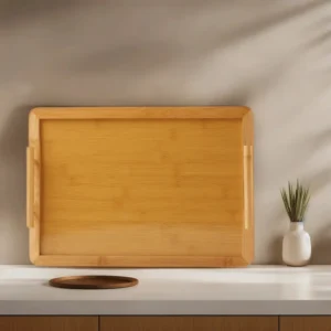 Wooden 40cm Bamboo Tray with Handles1
