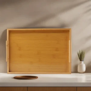 Wooden 41cm Bamboo Tray with Handles1