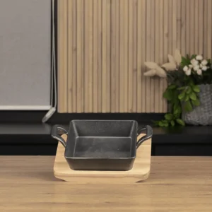 Metallic Thick 12x12cm Pan with Wooden Board1