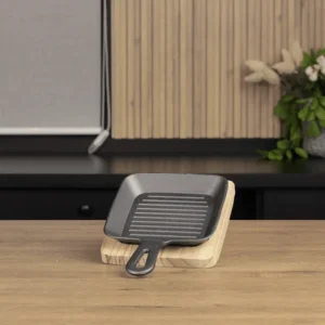 Metallic Thick 14x14cm Sqaured Pan with Wooden Board1