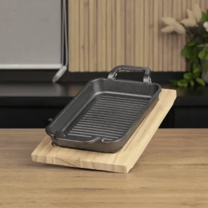 Metallic Thick 14x21cm Rectangular Pan with Wooden Board1