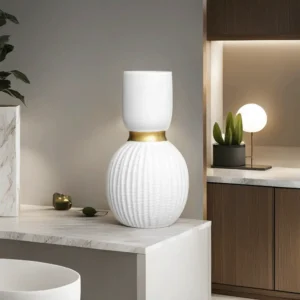 Porcelain 26cm Ribbed Sphere vase1