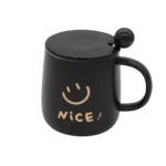 Nice Black & Gold Mug with Lid & Spoon