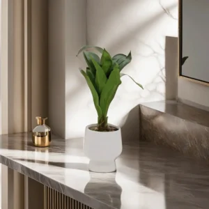 Porcelain 40cm Deep Green Plant White Pot1