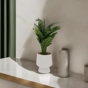 Porcelain 40cm Green Plant White Pot1