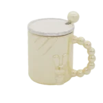 Rabbit Yellow Bubbly Mug with Lid & Spoon