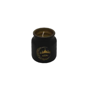 Ramadan 6x7cm Black Mosque Print Small Candle Jar