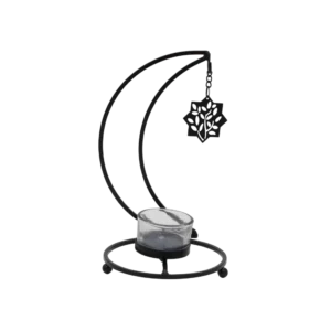 Ramadan 22x10cm Golden Candle Holder Stand with Crescent Design