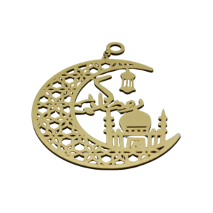 Ramadan Kareem Golden Crescent & Mosque Ornament