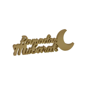Ramadan Mubarak 40x12cm Golden Phrase with Crescent Decor