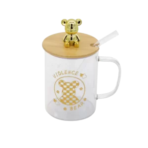 Transparent Violence Bear Mug With Lid & Straw