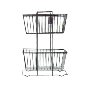 Black 2 Tier Wire Design Iron Basket