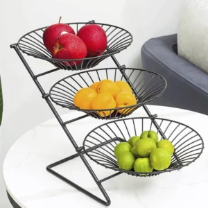 Black 3 Tier Fuits Iron Basket1