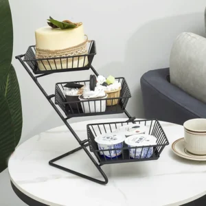 Black Squared 3 Tier Fuits Iron Basket1