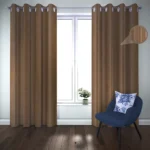 Dark Bronze 140x240cm Velvet Curtain with Gold Rings