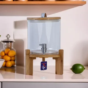 Glass Dispenser with Wooden Stand1