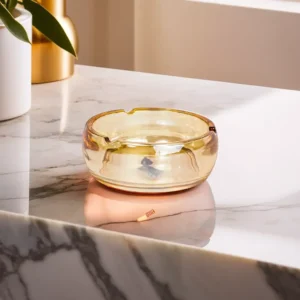 Glass Transparent Golden Ashtray1