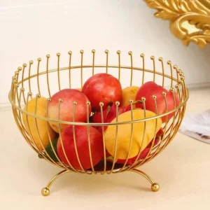 Golden Large Hemisphere Fruits Iron Basket1