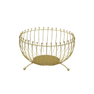 Golden Small Hemisphere Fruits Iron Basket