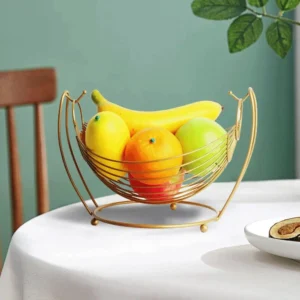 Golden Swing Design Fruits Iron Basket with Base1