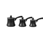 Momaz 3Pcs Inox Coffee Pots Set with Black Granite Coating