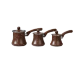 Momaz 3Pcs Inox Coffee Pots Set with Brown Granite Coating