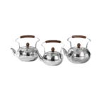 Momaz 3Pcs Stainless Steel Tea Pots Set with Brown Granite Handle