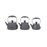 Momaz 3Pcs Tea Pots Set with Grey Dotted Granite Coating & Glass Lid