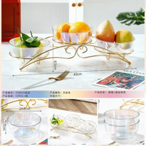 Three Tiered Fruit Stand with Glass Bowls1