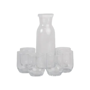 Transparent 7pcs Glass Carafee With Lid And Cups