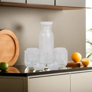 Transparent 7Pcs Glass Carafee with Lid and Cups1