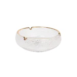 Transparent Round Glass Designed Ashtray with Golden Frame