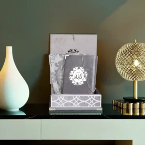 Valvet Grey 26x10x30cm Quraan with Box1
