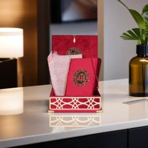 Valvet Red 26x10x30cm Quraan with Box1