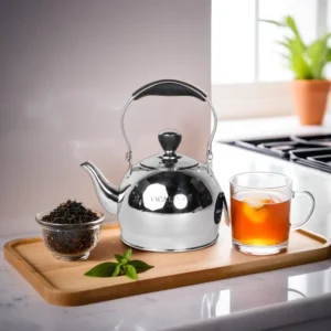 Vicalina Stainless Steel 1.5L Tea Pot with Black Handle1