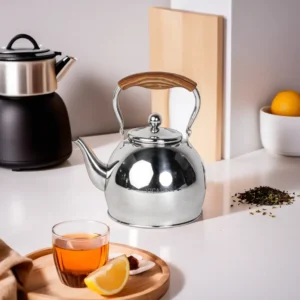 Vicalina Stainless Steel 1.5L Tea Pot with Wooden Handle1