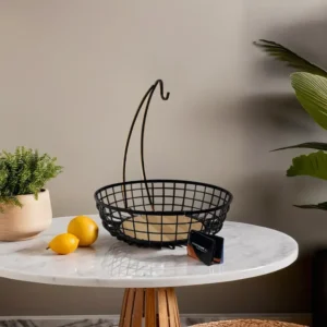 Wooden & Iron Round Fruits Basket With Handle1