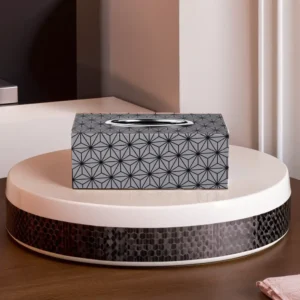Black Isometric Stars Pattern Tissue Box1