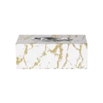 Gold & White Marble Design Tissue Box