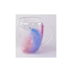 Transparent Mug Double Design with Colored Feathers