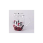 Transparent Mug Double Design with Colored Flowers